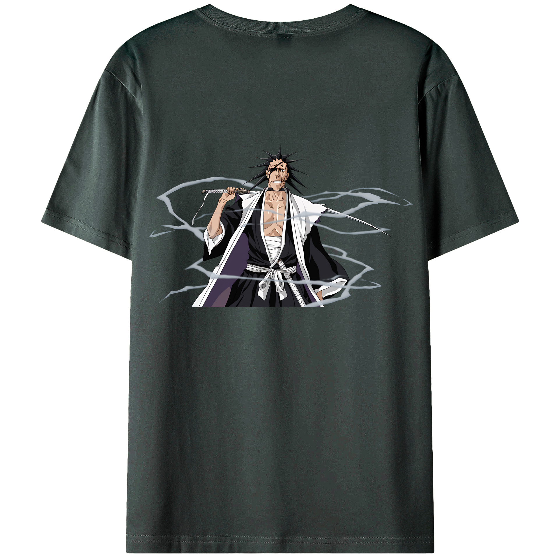 （画像用） ブリーチ ざらき けんぱち BLEACH Zaraki Kenpachi 綿100％ メンズ半袖Tシャツ（バックプリント） 通気性